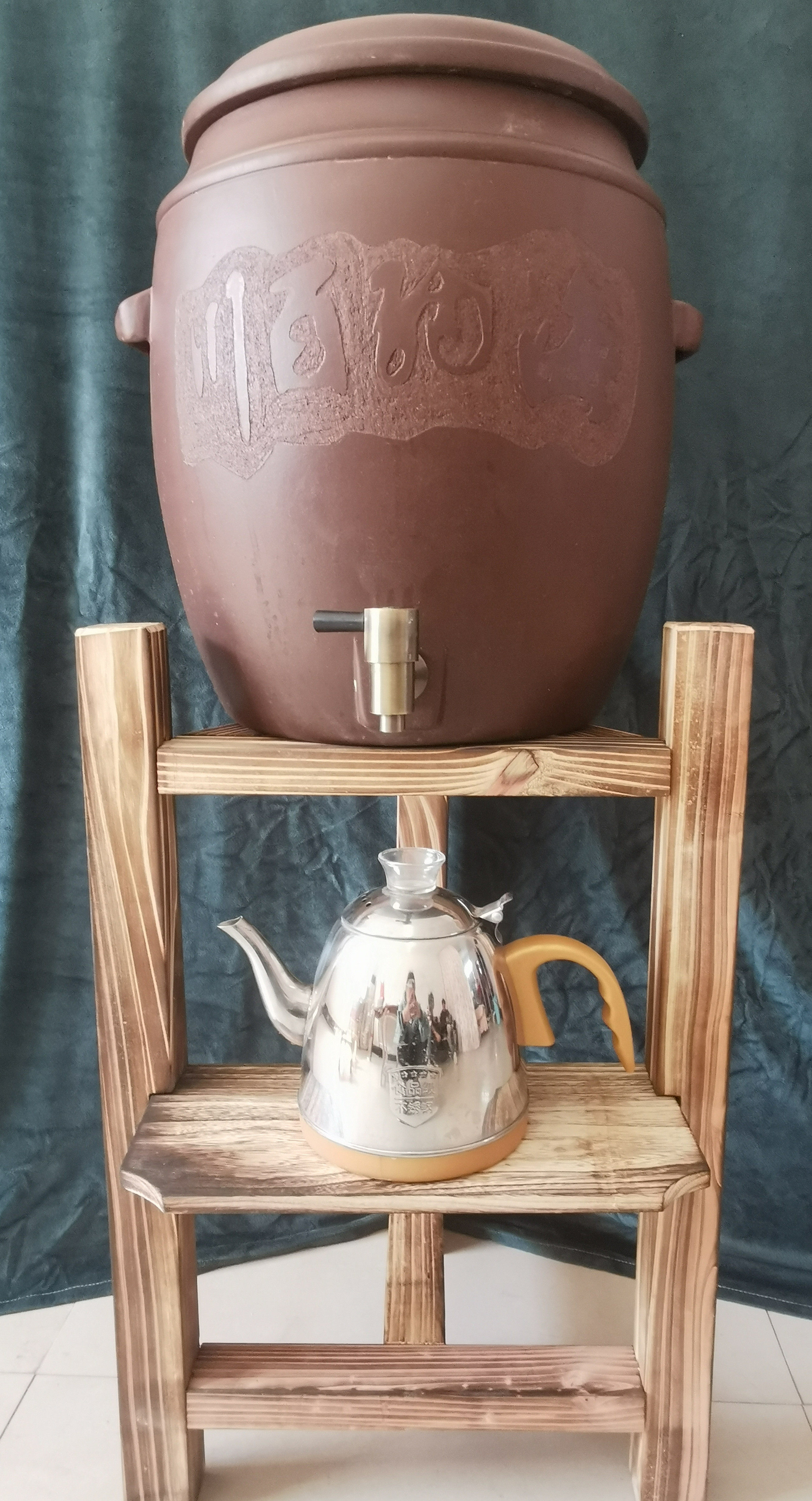 水缸木架紫砂架子酒坛支架实木麦饭石底座花盆茶道