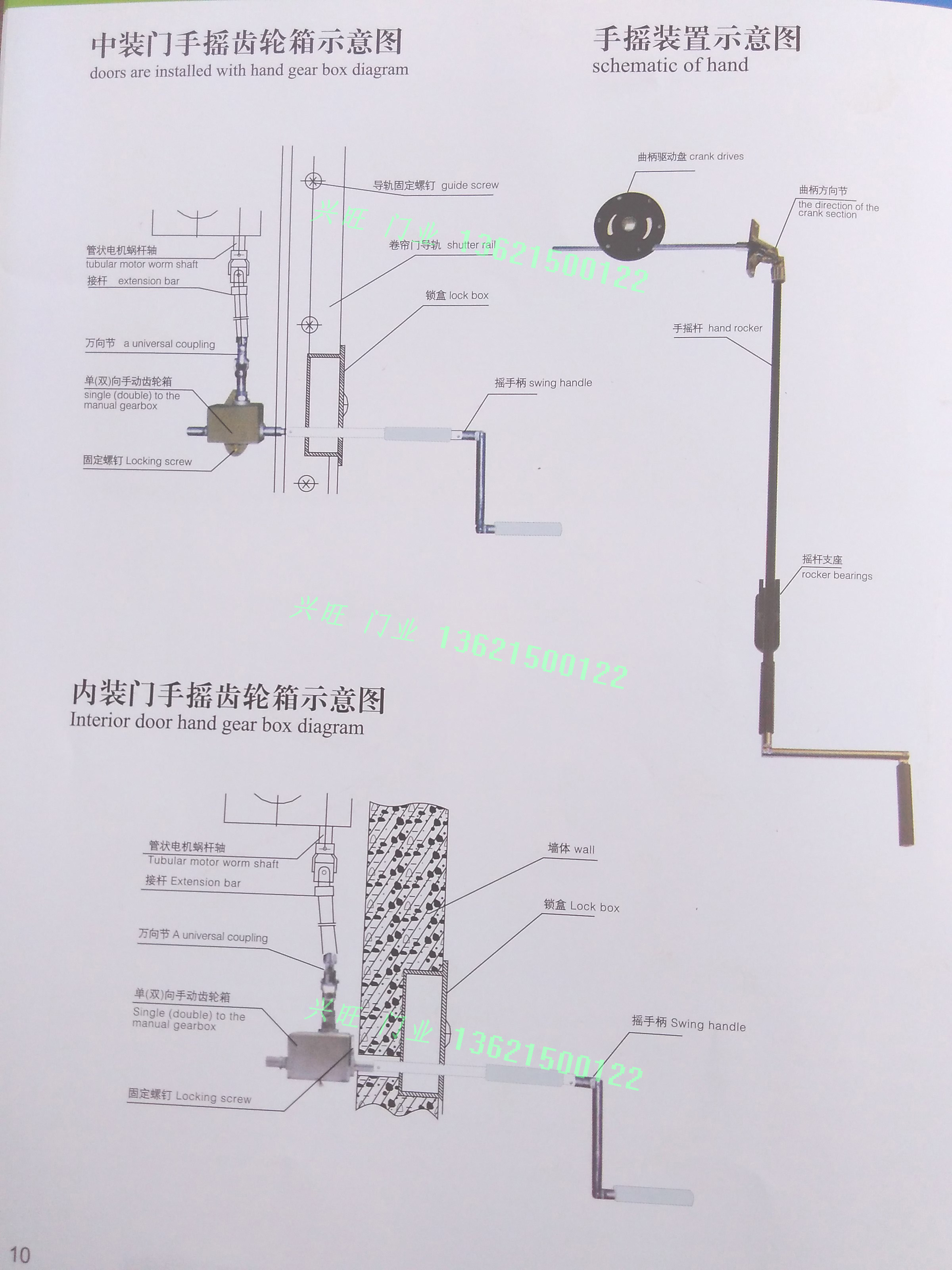 摇杆电机手摇管状电动卷帘门车库双向穿墙停电门窗控制器