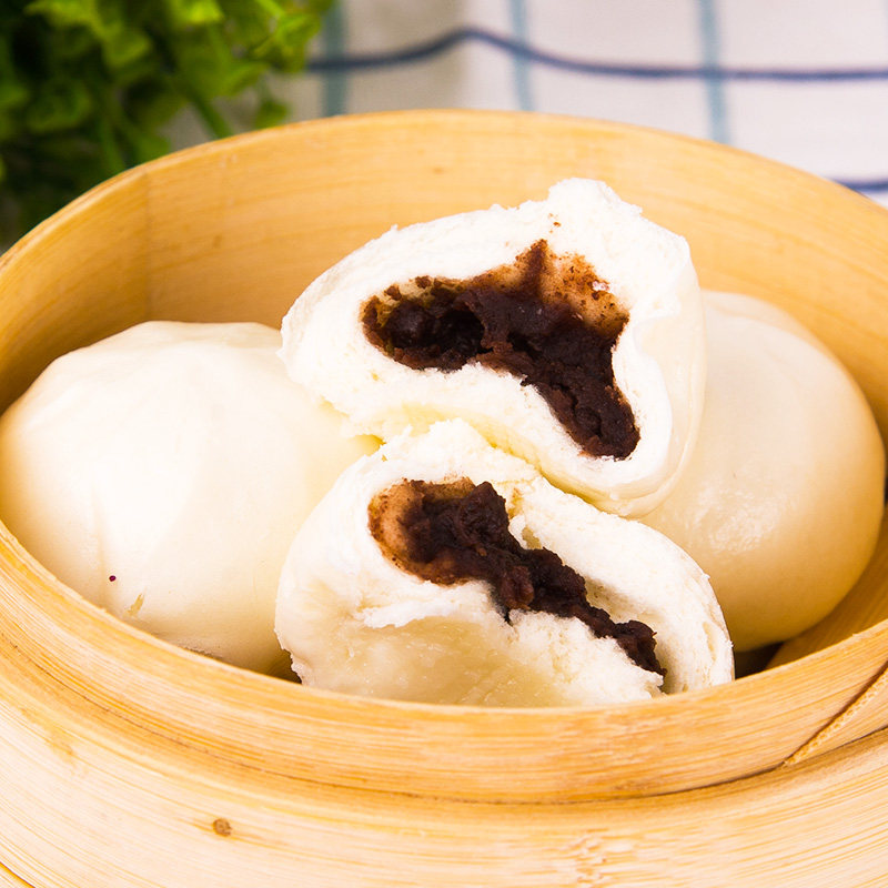 安井红豆豆包广式点心1kg豆沙沙包蒸煮即食包点