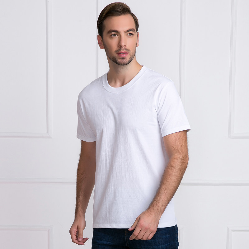 纯白色纯棉圆领短袖空白t恤男女装烫画手绘文化衫活动广告衫批发