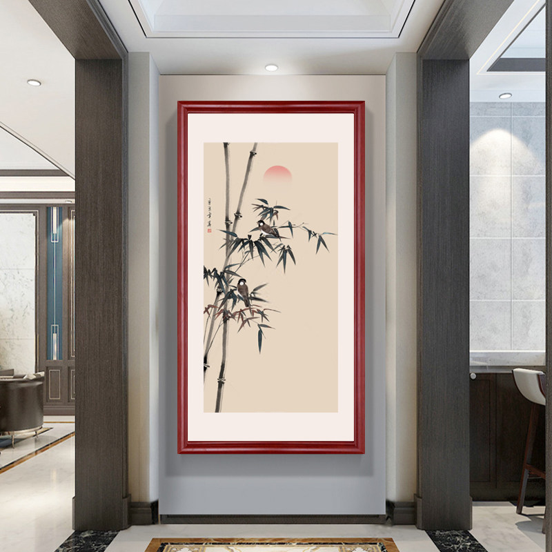 国画玄关装饰画走廊过道壁画书房客厅背景墙中式现代装饰画