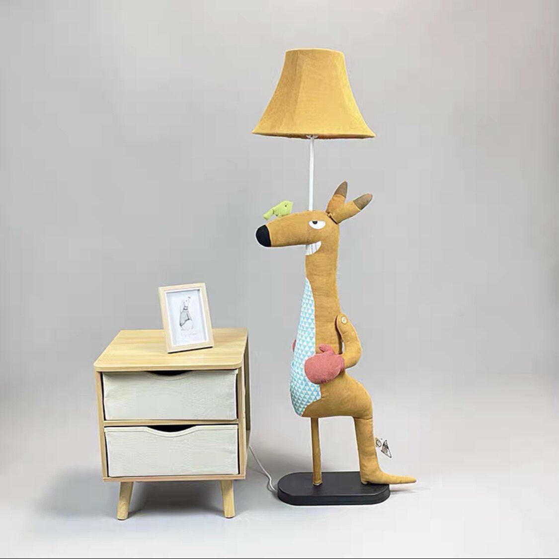 原创布艺卡通袋鼠落地灯创意恐龙家居装饰台灯儿童落地灯