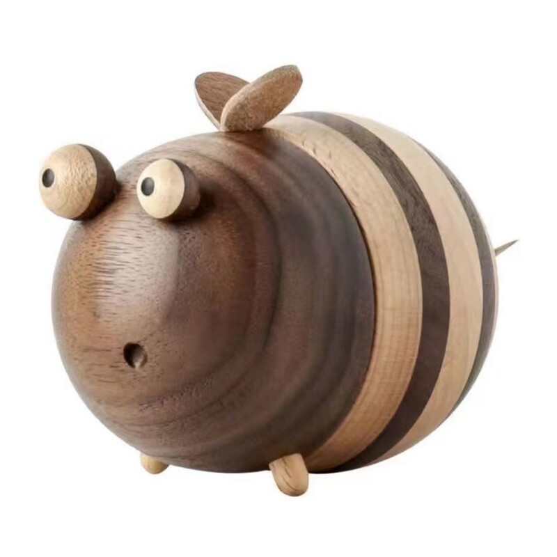 原创木质小蜜蜂牙签盒卡通治愈牙签筒餐厅餐桌装饰摆件创意乔迁礼