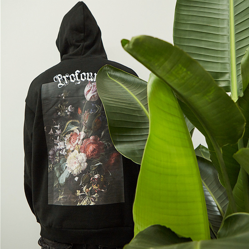 掀潮profound花卉油画fogessentials风加绒卫衣帽男女卫衣