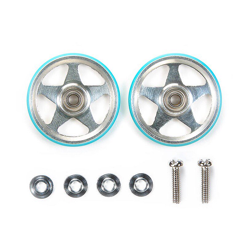 原装进口田宫四驱车配件95397 19mm 水蓝五星宽边低摩擦 轴承导轮