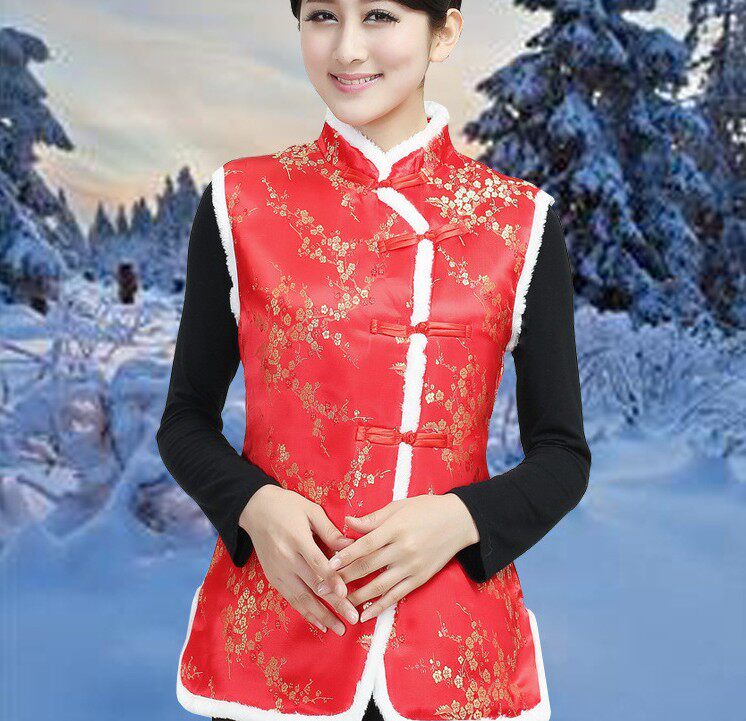 喜庆唐装男女马甲新年全家福大红亲子装马夹背心民族服装