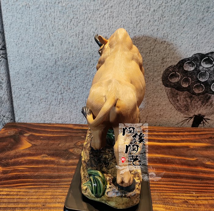 陶瓷陶瓷工艺工艺品石湾公仔牛气冲天生肖摆件