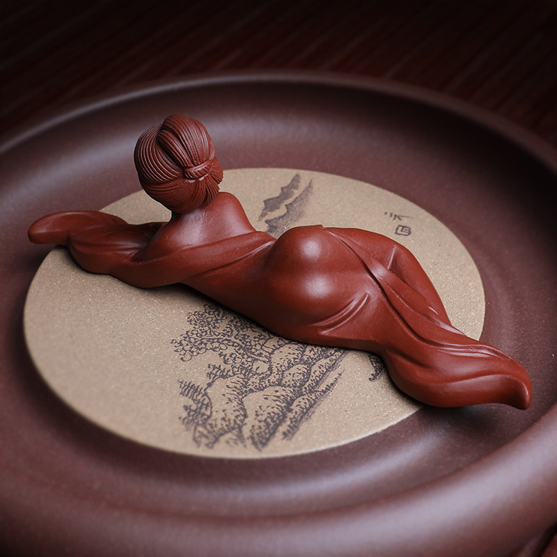 小懒匠赵永辉手工紫砂茶宠美女出浴宜兴精品茶宠摆件