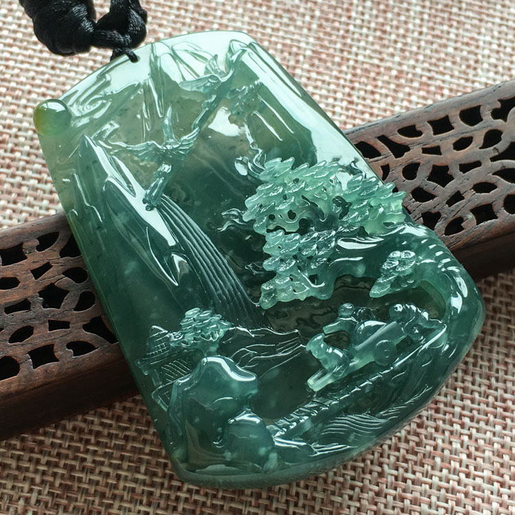 寄情山水之间,翡翠山水牌欣赏,江山如画!