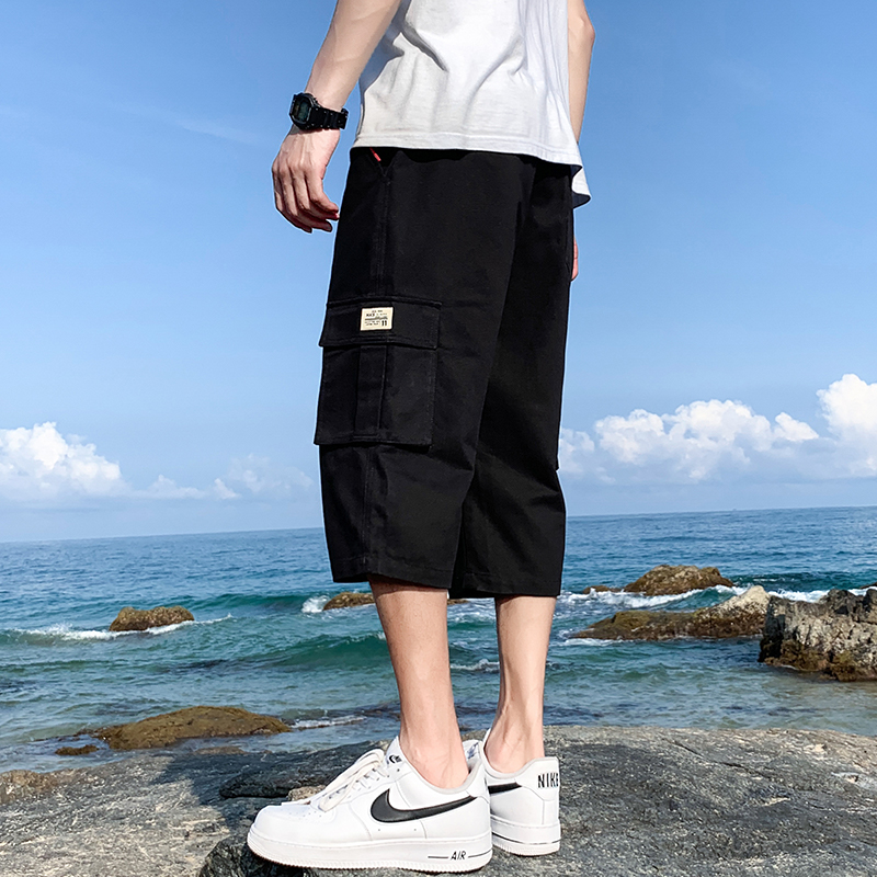 男士短裤2022年夏季薄款外穿宽松休闲五分裤子潮牌工装7七分裤男
