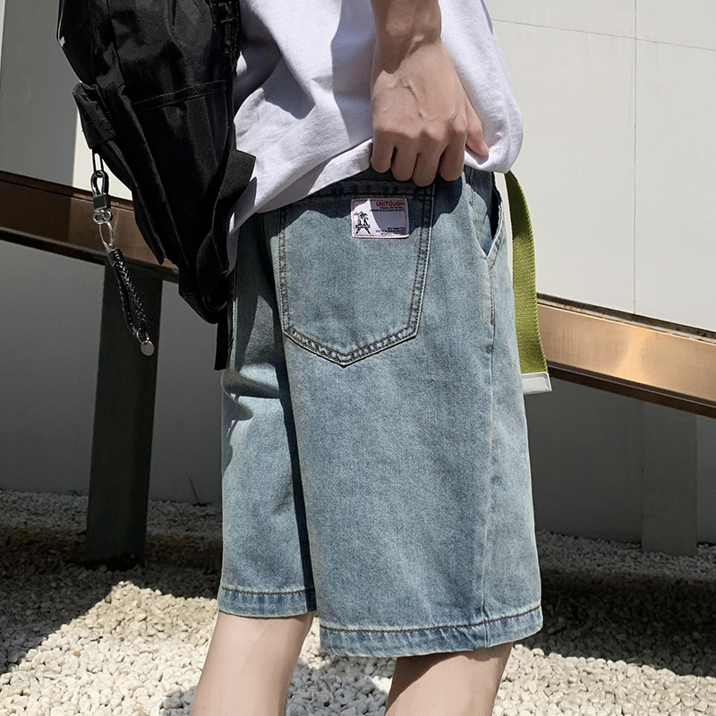 牛仔短裤男士夏季薄款潮牌外穿五分裤潮流百搭工装马裤宽松中裤子