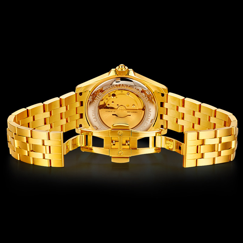 摩门表盘男士机械自动机自动足金十二生肖24k纯金国产腕表