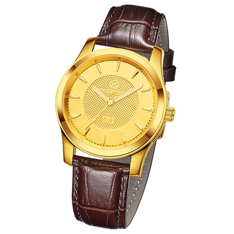 金表摩门正品纯金表盘24k麒麟足金石英真黄国产腕表