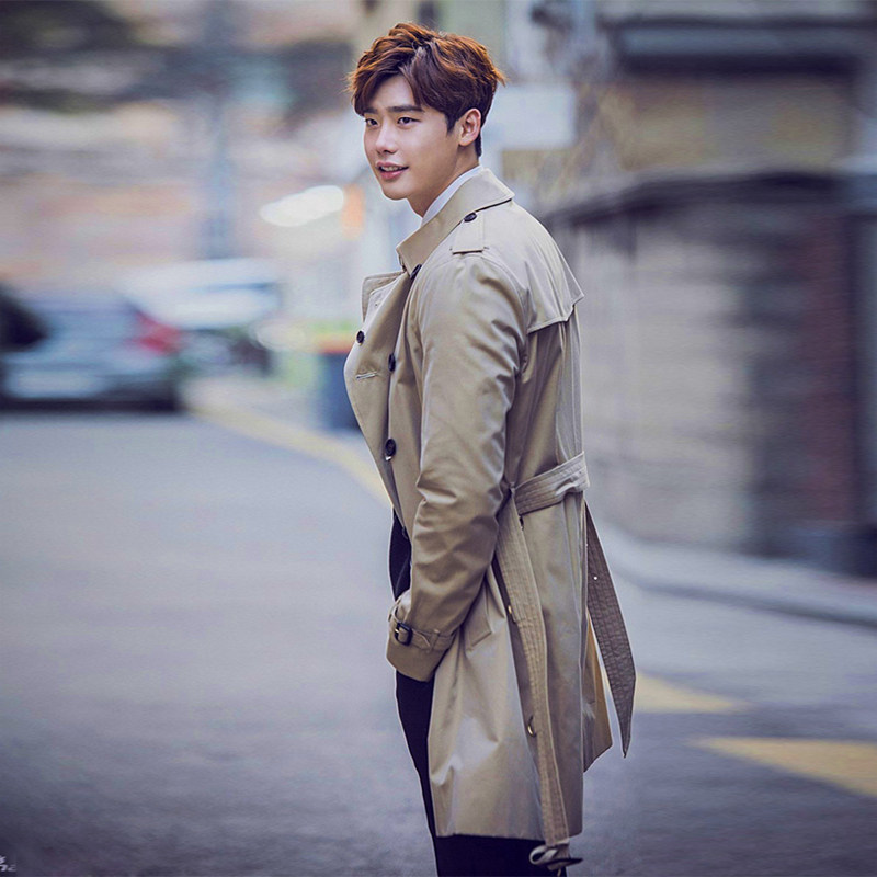 明星同款李钟硕2020秋季韩版休闲风衣中长双排风衣