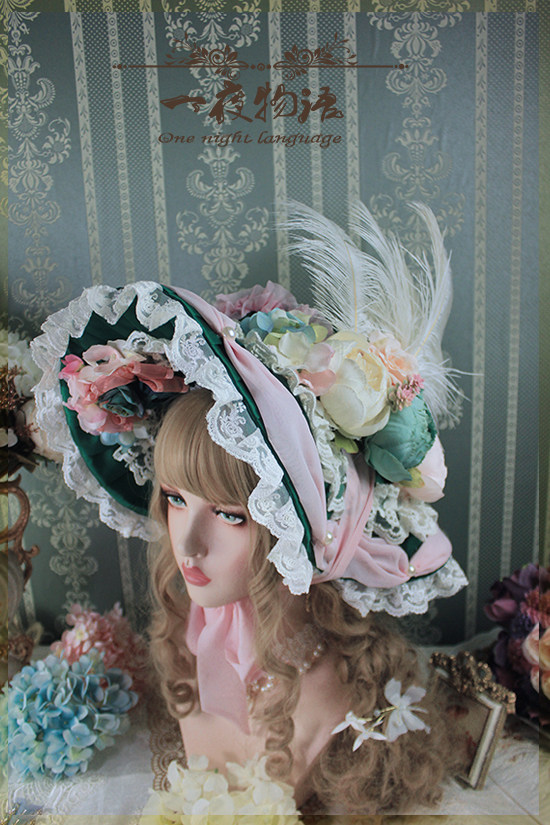 原创一夜物语正品lolita头饰华丽扁帽洛可可礼帽lolita洛丽塔配饰小物