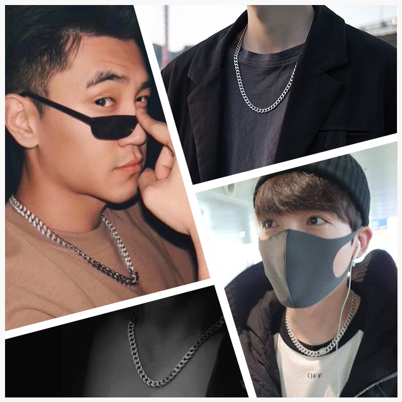 项链s925纯银古巴链吴亦凡同款潮牌时尚百搭项链