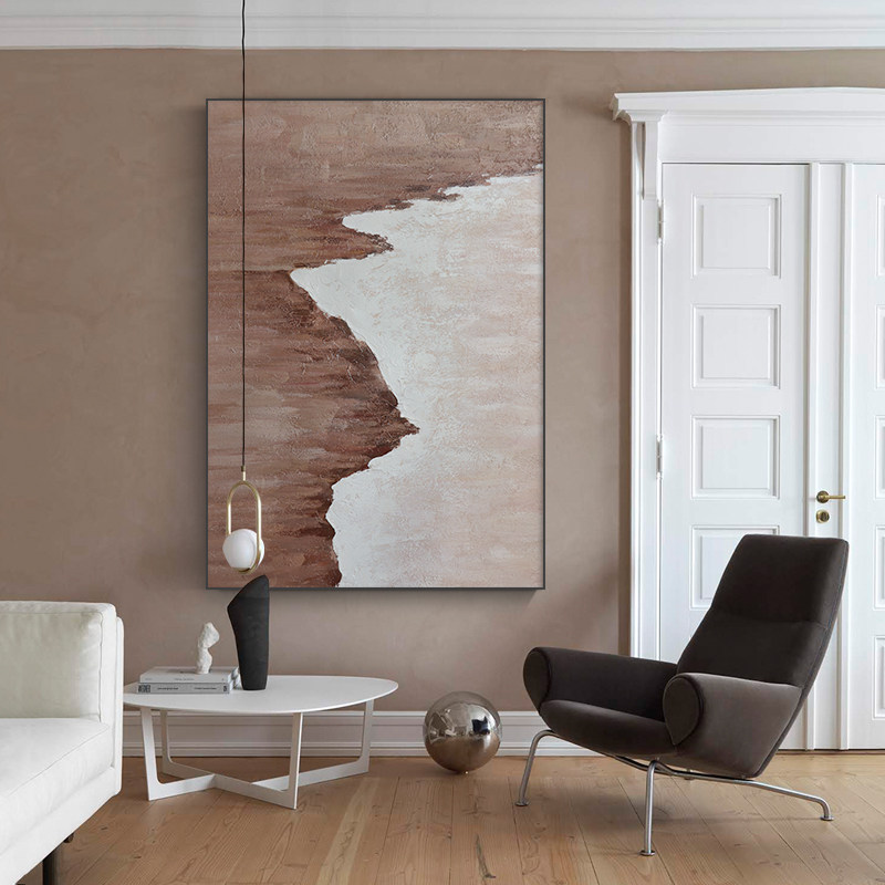 手绘轻奢原创侘寂抽象油画后现代客厅大幅挂画油画