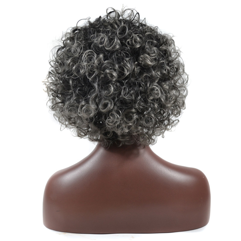 假发羊毛卷气质奶奶黑色人小黑人非洲整顶头套日常整顶假发