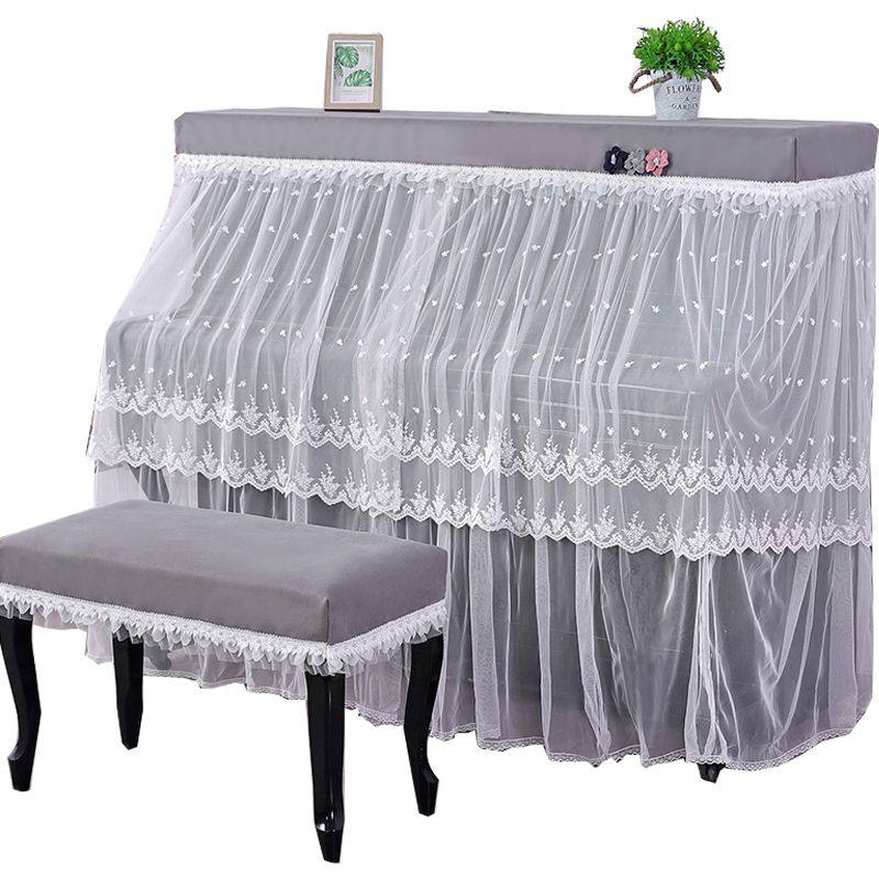 通用钢琴罩全罩现代简约蕾丝钢琴套半罩防尘罩高档公主钢琴布盖布