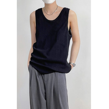 LES handsome T Lin Wanwan abstinence threaded sweat vest for men and women loose round neck sleeveless pure cotton waistcoat solid color