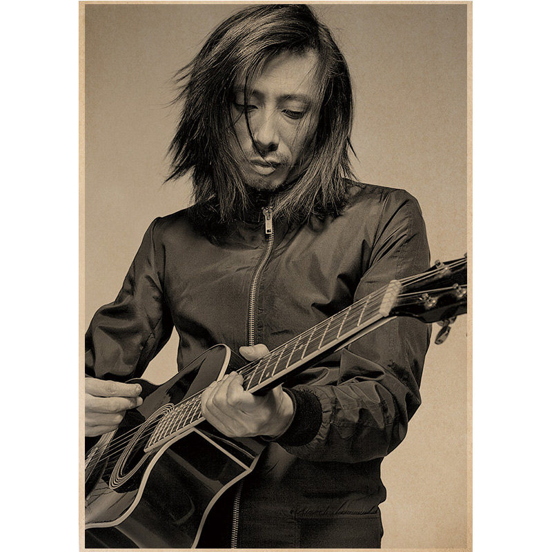 谢天笑自粘装饰画饭店茶店奶茶酒吧海报复古牛皮纸现代装饰画