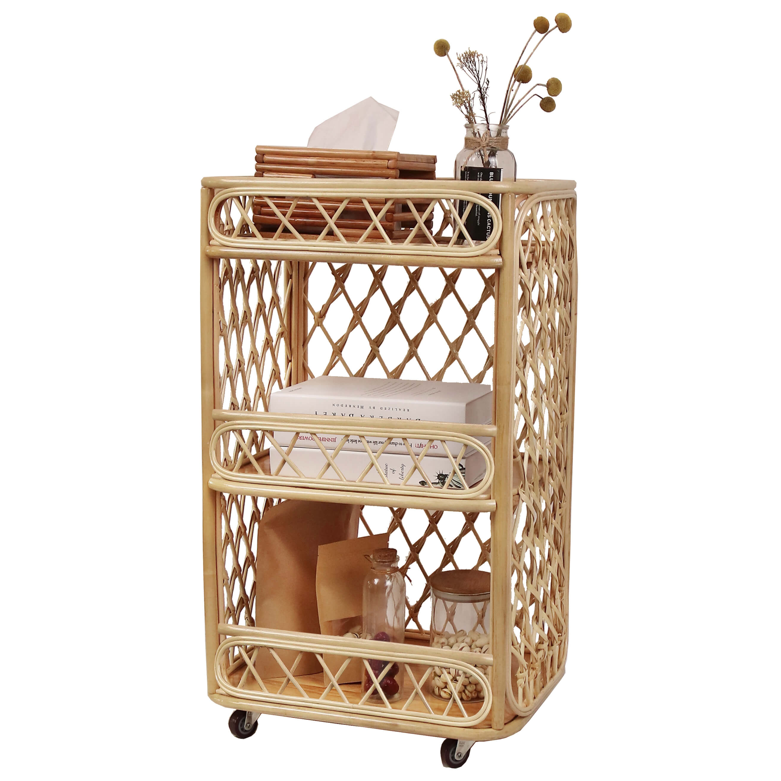乐奈奇厨房置物架可移动收纳推车滑轮多功能书架客厅整理架