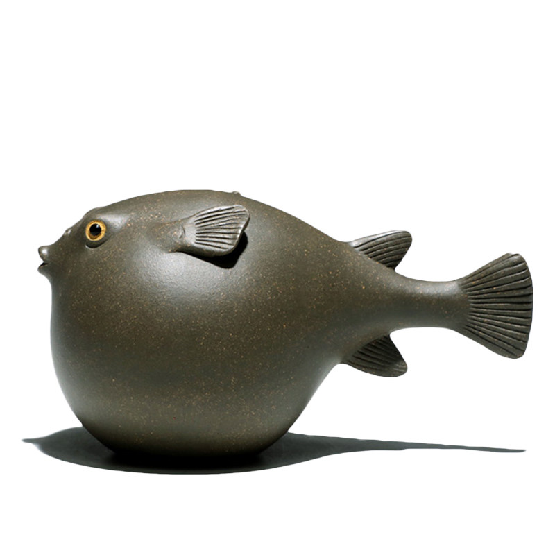 可养河豚段河豚摆件茶宠茶玩两笔手工创意个性茶宠摆件