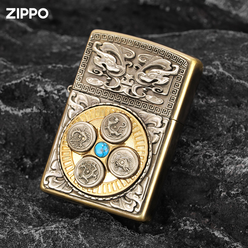 火机zippo正版旗舰限量收藏复古贴章时来运转创意zippo