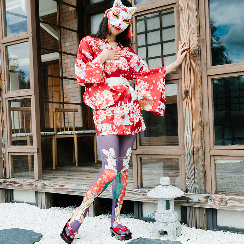 siowl日系原创春秋江户和服仙兔设计师个性国潮连裤袜