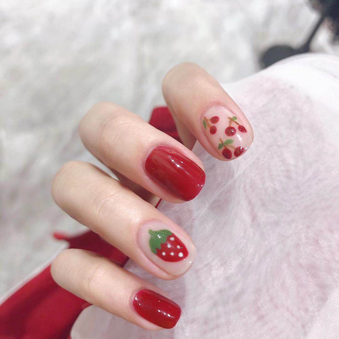 2021小红书同款草莓红色甲油新色美甲专用果冻甲油胶