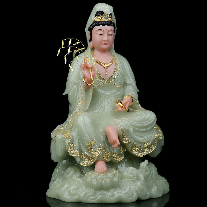 汉白玉观音佛像供奉家用开光观音像家供观世音菩萨摆件