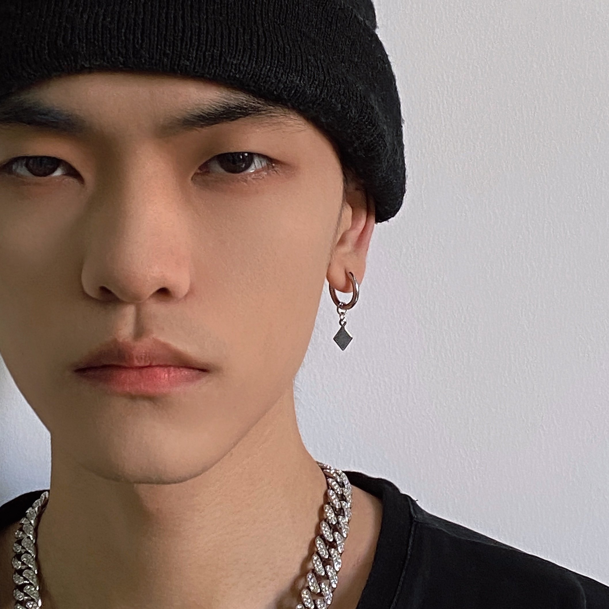 h1007耳夹男生小方耳饰无耳洞钛原创设计冷淡耳夹