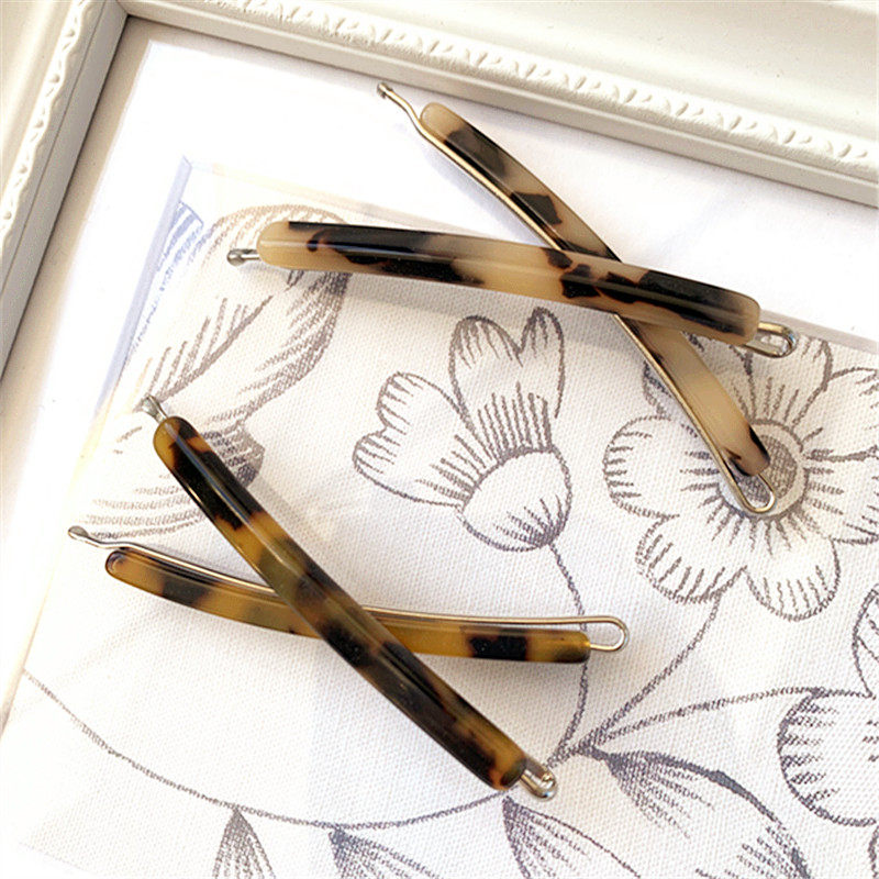 发夹日本osewaya日韩一字经典玳瑁色边夹可甜可发饰