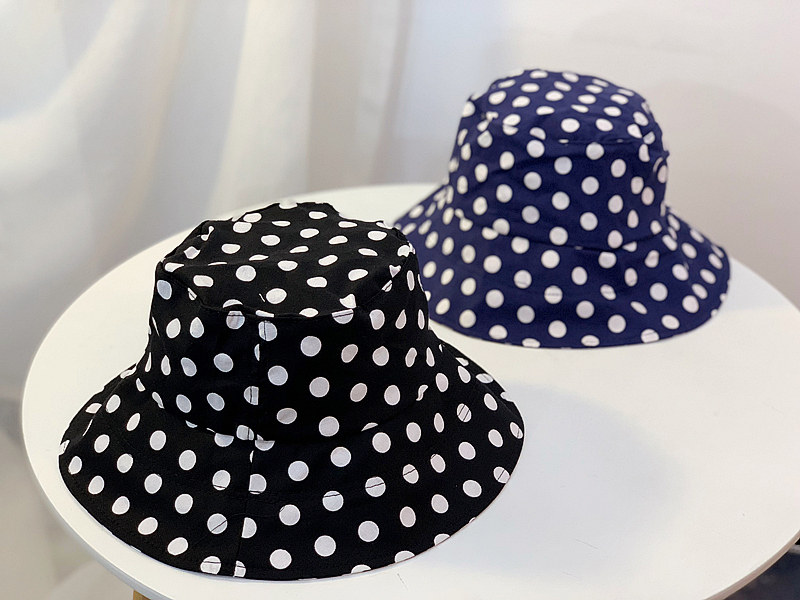 帽子女韩版可爱软妹圆点点渔夫帽日系春夏季百搭薄款遮阳波点盆帽