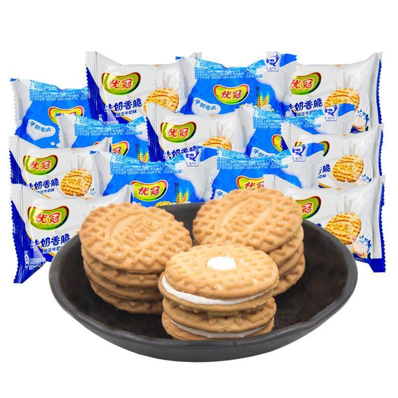 达能优冠牛奶夹心饼干散装1000g多口口味独立酥性饼干