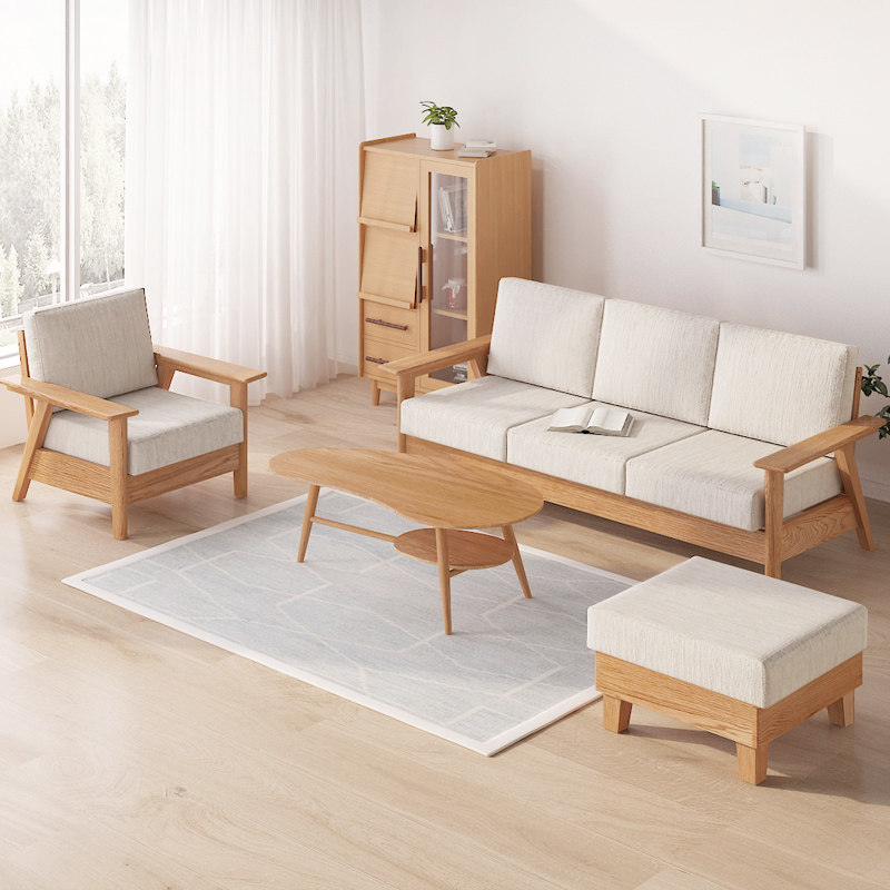 ndstyle野田家具日式全实木沙发组合布艺可拆洗简约和风客厅家具 - nd