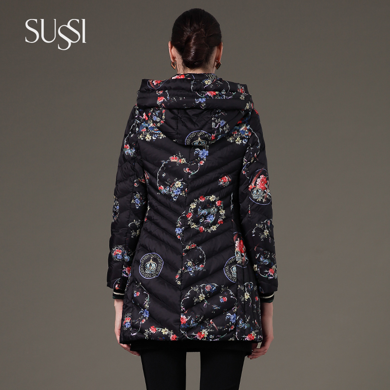 sussi古色冬季新品天翼圆圈手长羽绒服羽绒服