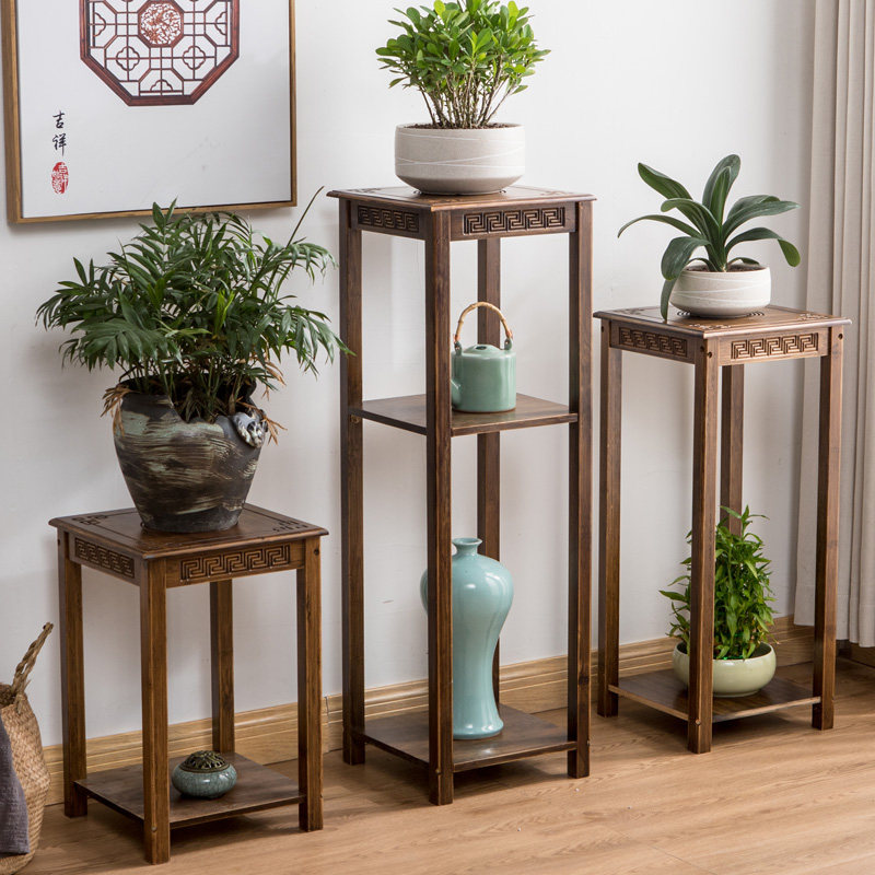 客厅中式花架实木花盆架子多层落地盆景阳台花架