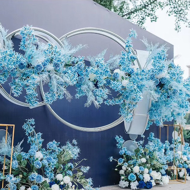 婚庆路引花材蓝色色系仿真商场家居婚礼插花仿真花