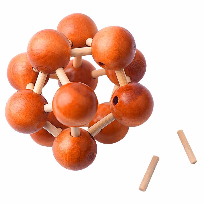 孔明锁儿童益智玩具木制太空球解玩具智力力解锁孔解锁