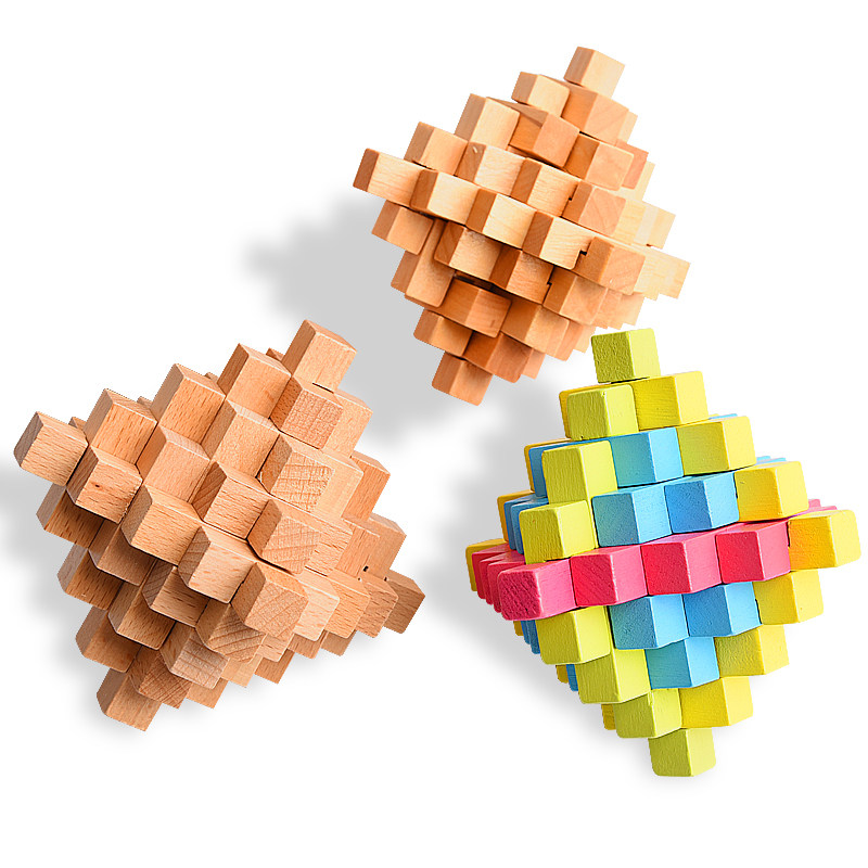 玩具成人儿童益智拆装木制孔明锁古典榉木大菠萝解锁