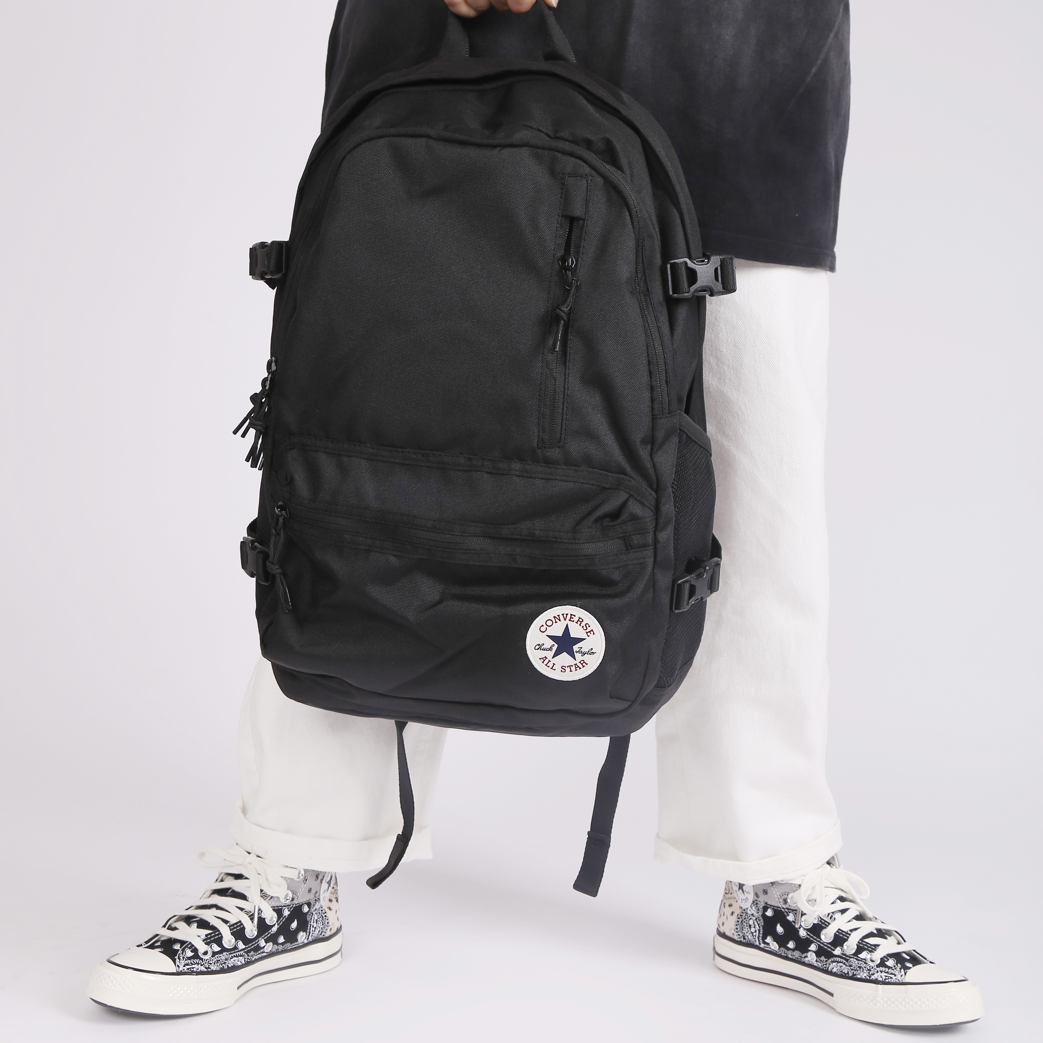 converse匡威经典黑色双肩背包背包男男女运动书包10021138-a01双肩