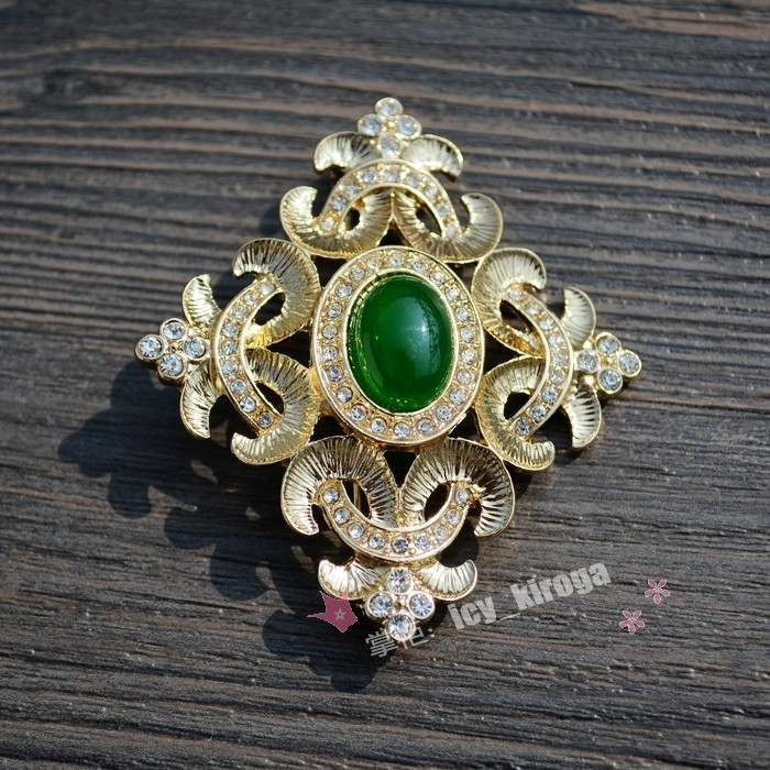 vintage复古优雅配饰中世纪宫廷古董祖母祖母绿绿宝石胸针