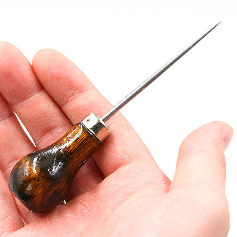 锥子木柄鞋针针锥手工针纳实心全钢打孔工具锥子