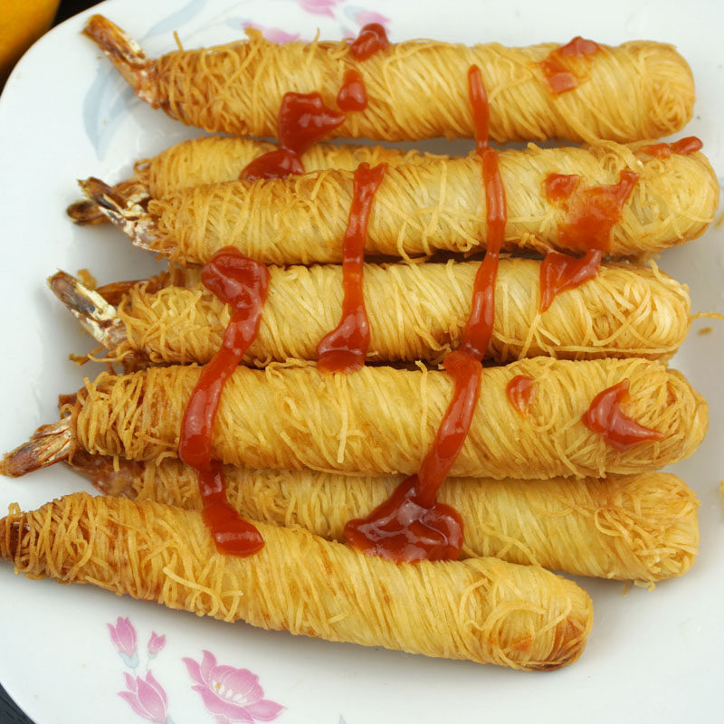 油炸千丝万缕面线黄金金丝虾球炸虾小吃大虾4包虾类制品