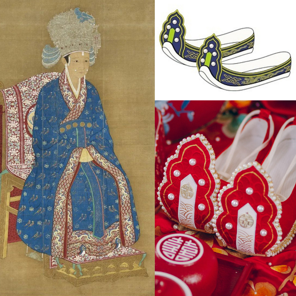 山河原创手绘空山新雨后宋制翘头履凤冠霞帔配鞋汉服布鞋