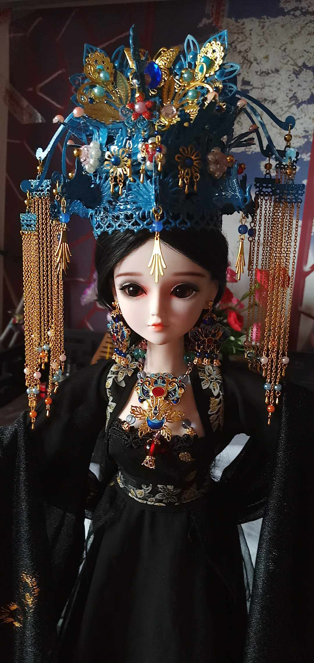 月乔古风阁厘米三分古装娃头饰八凤彩步摇冠宫廷bjd娃娃