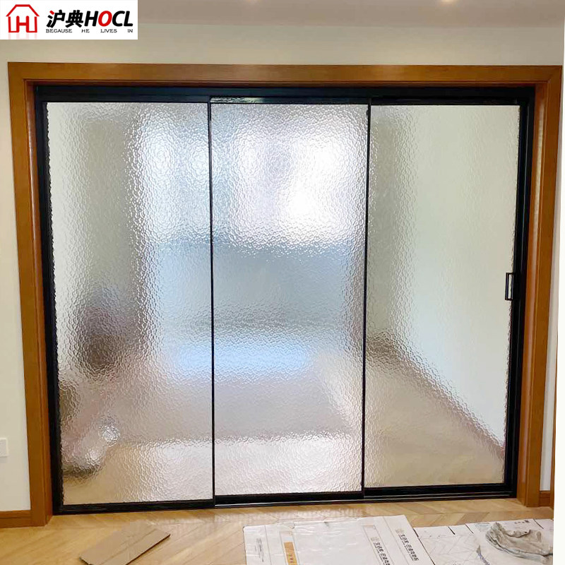 阳台窄边三联联动移门细框吊轨推拉门钛合金室内门厨房门