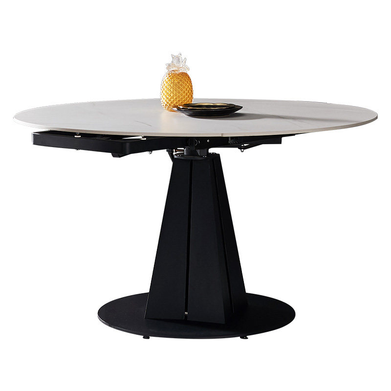 岩板餐桌可变圆桌圆形旋转伸缩现代简约轻奢小户餐桌