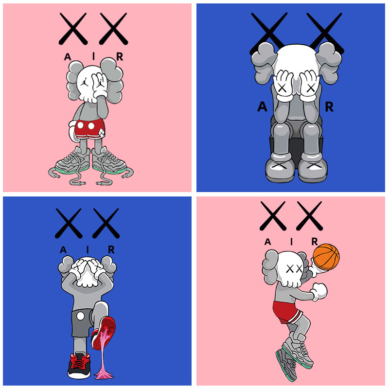 男童纯棉上衣潮 原创潮牌芝麻街kaws联名短袖 儿童网红同款 t恤童装